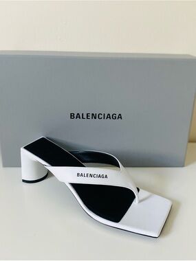 Balenciaga Double Square 60mm Leather White/Black(Size 37)